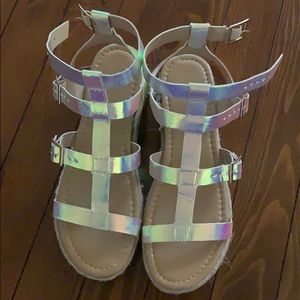 Yoki iridescent/holographic espadrille sandals